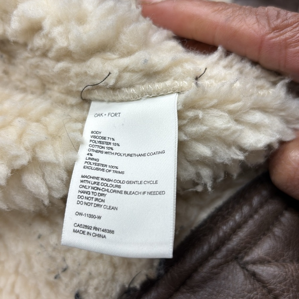 Brown Shearling Leather Jacket Viscose 71% Polyes… - image 7